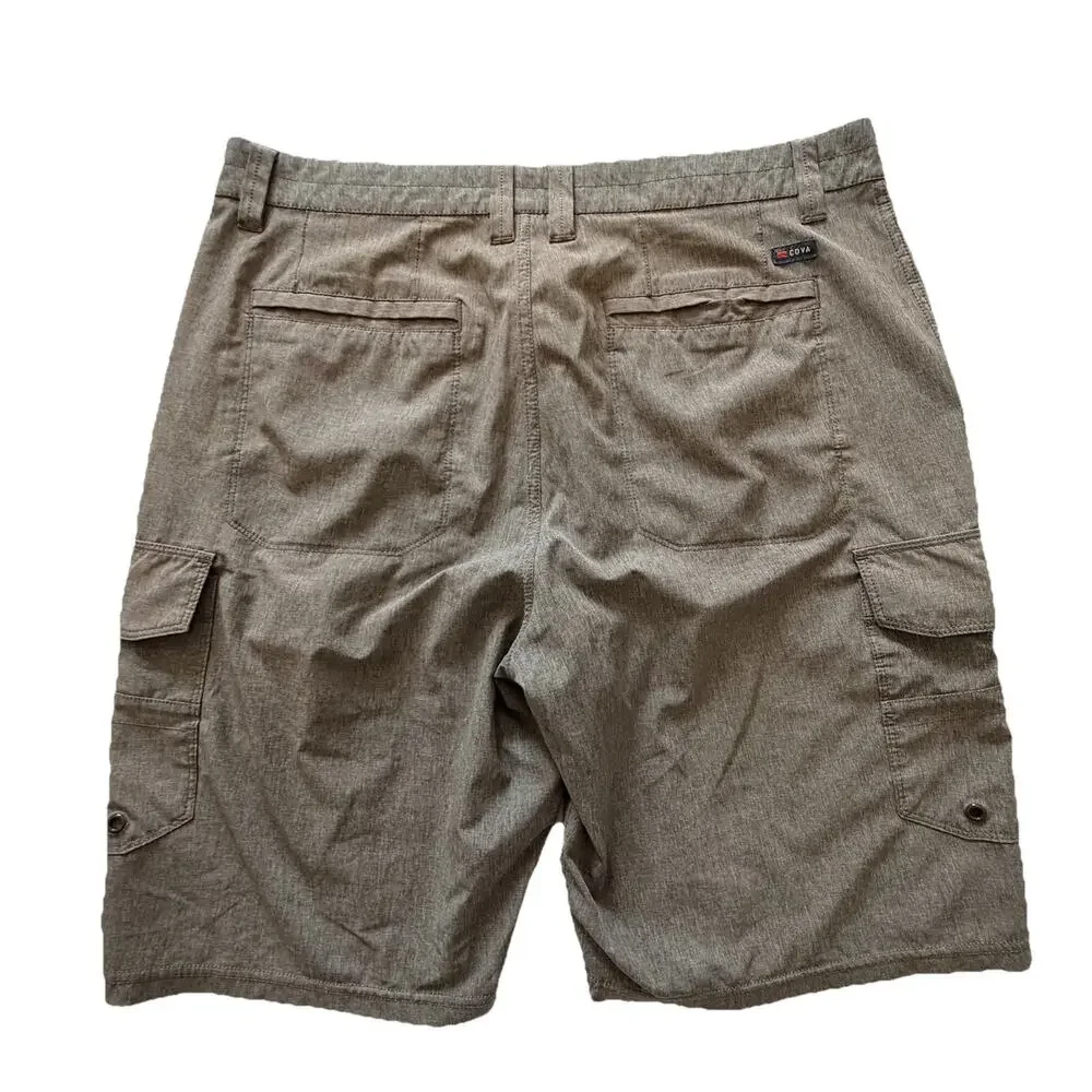 Cova Hybrid Mens Performance Shorts Logo Cargo Pocket Sz 34
